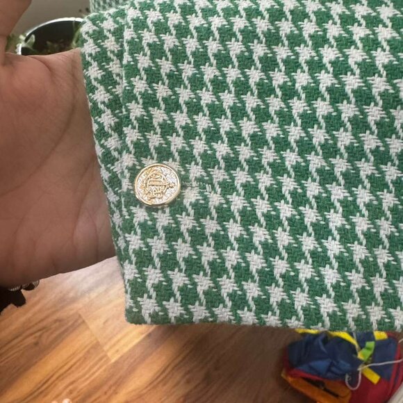 NWOT ENTRO Green Houndstooth Blazer Womens XL - Picture 6 of 9